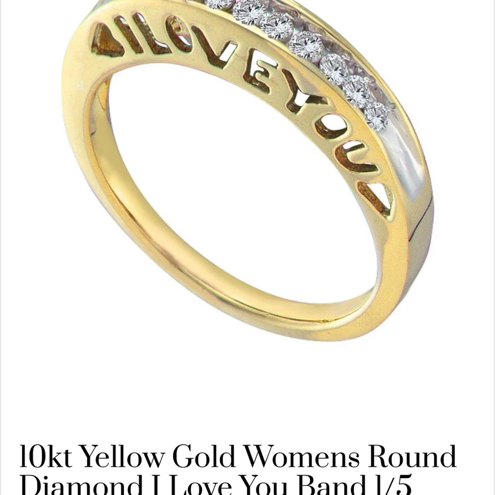 Zales Yellow Gold Diamond 'I Love You' Ring